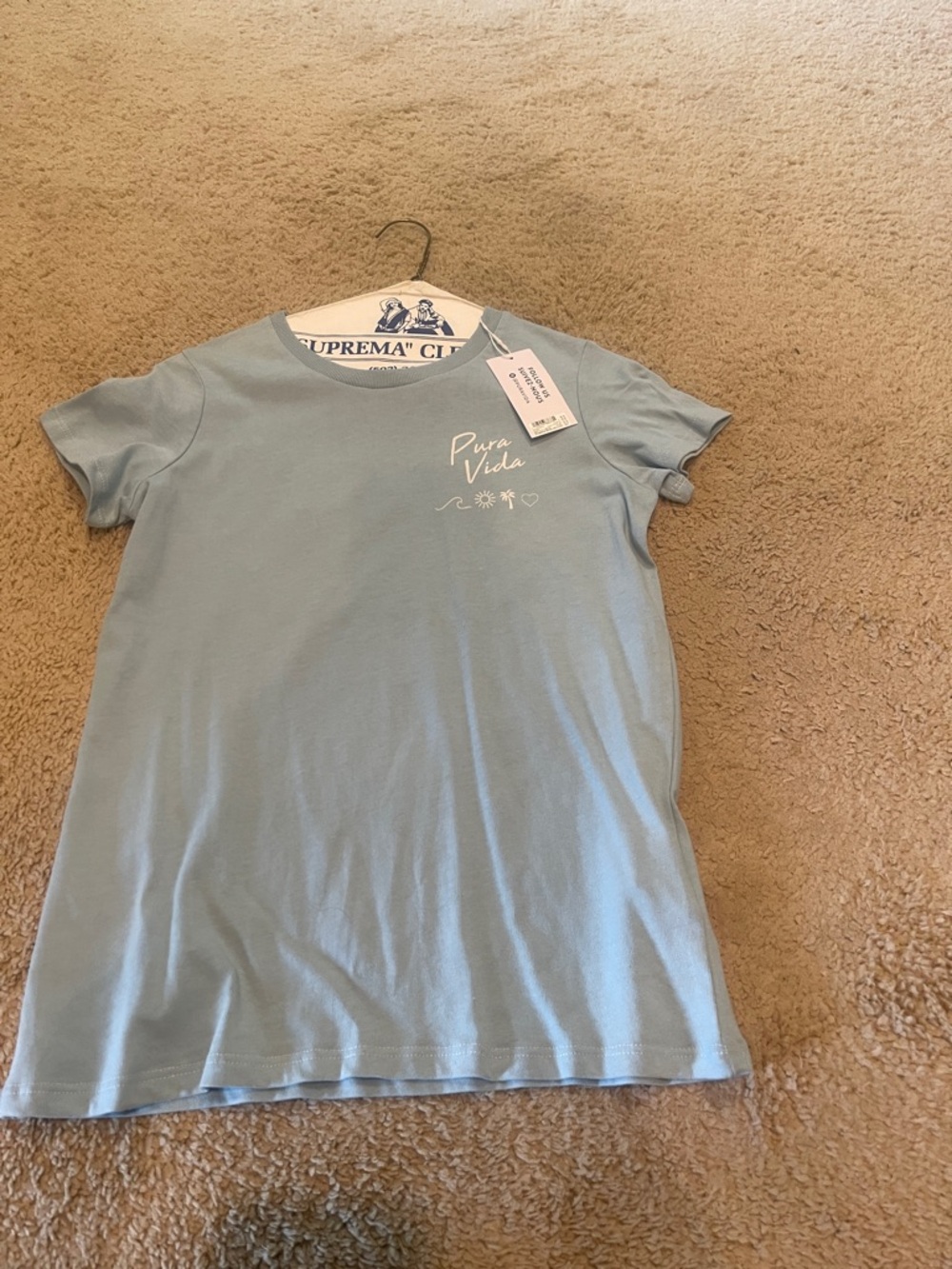 Pura Vida Light Blue Logo Tee